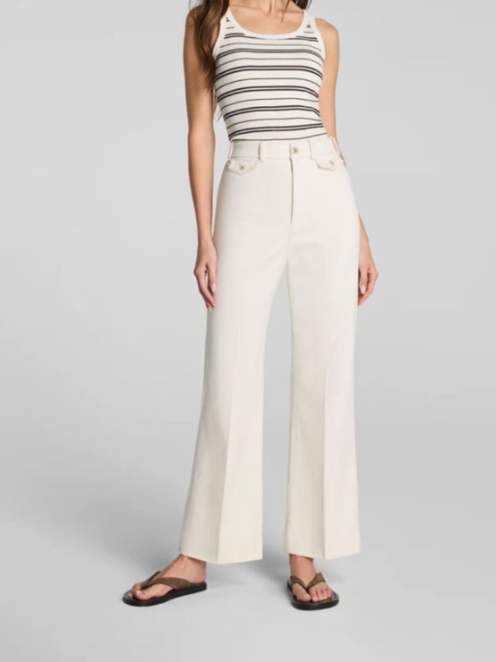 SPANXsupersmooth® Stretch Twill Cropped Easy Flare Pant | Ivory Size Regular Sm